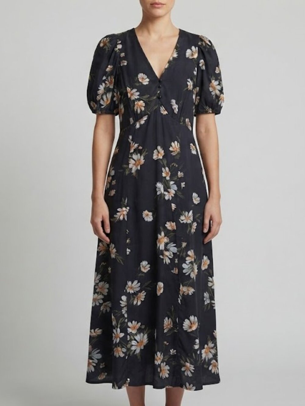 GAP Black Maxi Dress with White Daisy Floral Print